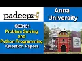 GE8151 Problem Solving and Python Programming Question Papers Anna University
