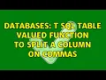 Databases T SQL Table Valued Function to Split a Column on commas 4 Solutions