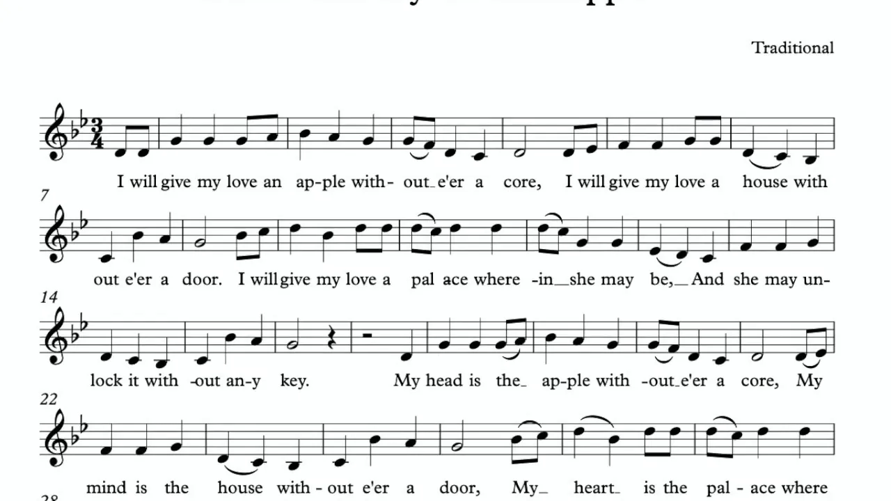 Folk Song of the Week - I Will Give My Love an Apple Folk Song of the Week - I Will Give My Love an Apple