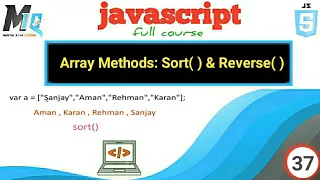 Array Methods sort reverse in javascript in urdu hindi
