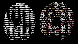 Donut-shaped C code that generates a 3D spinning donut