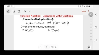 Operations in Function Notation Multiplication and Division