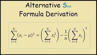 Alternative Sum of Squares Formula Derivation Statistics