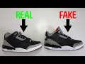 REAL VS FAKE NIKE AIR JORDAN 3 RETRO OG BLACK CEMENT 2024 SNEAKERS COMPARISON