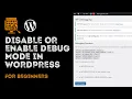 How To DISABLE or ENABLE DEBUG MODE In WordPress For Beginners Remove Site Head Error Messages