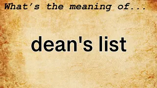 Dean s List Meaning Definition of Dean s List