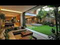 Download Lagu Seamless Indoor-Outdoor Luxury Living Room with Lush Backyard Garden for Modern Home