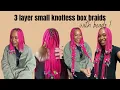 3 layer small knotless boxbraids with beads