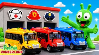 Pea Pea Explores Four Colorful School Buses - Cartoon for Kids