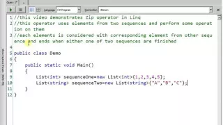 Zip Operator in Linq C code