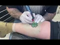 Four-leaf clover Patch tattoo - light green stitching