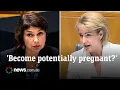 Senator clashes over trans pregnancy laws in explosive hearing