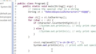 Interview Question in java Remove special chars from a String in Java