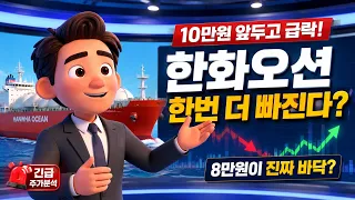 [한화오션 주가 전망] 10만원 앞두고 급락… 아직 바닥 아닙니다! 결국 8만원이 진짜 중요합니다! #한화오션주가전망 #한화오션목표가 #한화오션