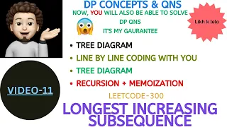 Longest Increasing Subsequence Recursion Memo Tree Diagram DP Concepts Qns-11 Leetcode-300