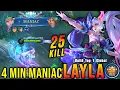 4 Minuten MANIAC!! 25 Kills Layla LEGEND Skin MVP 16.0 Punten!! - Bouw Top 1 Global Layla ~ MLBB