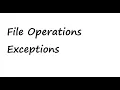 Files and Exception Handling in Python
