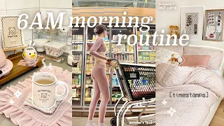 6AM summer morning routine⛅️ w/ timestamps! healthy & productive, daily makeup tutorial, self care🫧