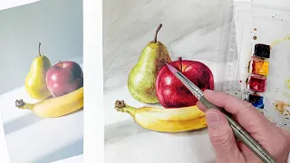Dibujo paso a paso: frutas con sólo 4 colores de acuarela