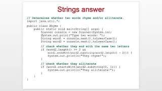 CS 312 - String test methods methods that return a boolean value