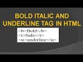 3 Bold Italic and Underline tag in HTML