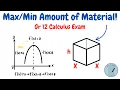 Minimum Material for an Open-top Square-Based Prism in Under 4 Minutes AP Calc Optimization