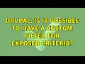 Drupal Is it possible to have a custom filter for exposed criteria 3 Solutions