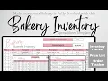 Bakery Inventory Tracker Bakery Business Stock Tracking System Cake Cupcake Google Sheet Excel