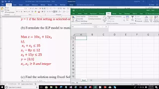 Integer Linear Programming Excel Solver Example 1
