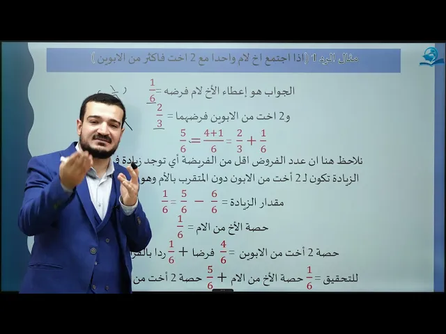 ⁣منهاج الصالحين/ ج3 / الميراث - درس 61 : الرد عند اجتماع الاخوة من الام والأب او الابوين