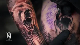 Crazy Bear And Forest Tattoo Time Lapse Nick Sundstrom