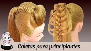 Peinados con coletas y trenzas fáciles para principiantes ✨ Ideas rápidas y bonitas paso a paso