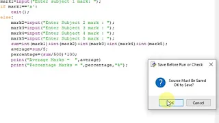 Python Program - Calculate Average and Percentage Marks