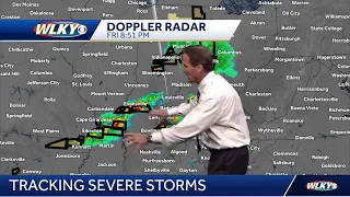 Tracking severe storms near Louisville Kentucky