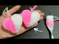 Download Lagu Super Easy Pom Pom Heart Making with Fork - Amazing Craft Ideas with Wool - How to Make Yarn Heart