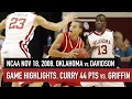 NCAA Throwback. 2008 Davidson vs Oklahoma. Curry 44 pts vs Blake Griffin 25 pts and 21 reb HD