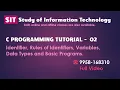 02 C Programming Identifier Rules of Identifiers Variables Data Types Programs In Details