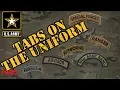 The different tabs on the Army uniform