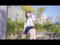 [4K] Autumn Sunshine & Preppy Chic | Model Yejin in Ribbon Cardigan & Navy Pleated Mini Skirt