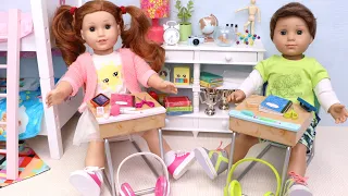 Doll Siblings School Routine: Homework Before Playtime!