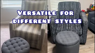 My First Round Ottoman Stylish Storage How It Looks with Different Chairs