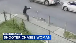 shows man chasing shooting at woman 10 times in Olney