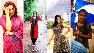beautiful cute girls rain dance tamil malayalam latest trending tiktok videos tamil rain songs