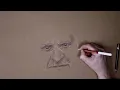 Portrait drawing in sepia pencil