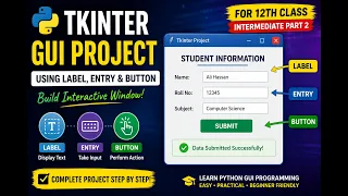 Tkinter GUI Project in Python Label Entry Button Explained 12th Class Intermediate Part 2