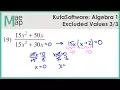 KutaSoftware Algebra 1 - Excluded Values Part 3