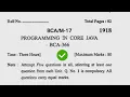 2017 Kuk BCA 6th Sem Programming in Core Java Question Paper