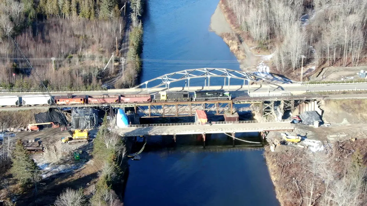 Two new railway bridges in the fall of 2021 for Cascapédia-Saint-Jules  Gaspe Coast Quebec Canada