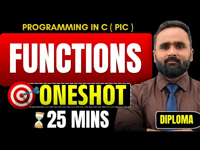Programming In C | Functions in 25 Minutes 🔥 | DIPLOMA | One Shot |  Pradeep Giri Sir