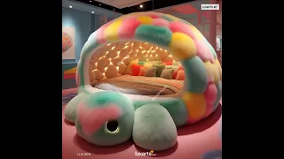 lux 1879 Creative Turtle Bed for Kids Soft Fur Cozy Sleep